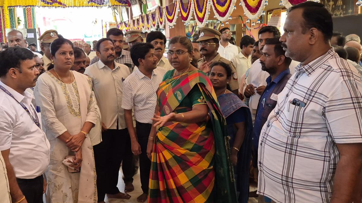 Collector inspects preparations for Hanuman Jayanthi at Namakkal Anjaneyar Temple