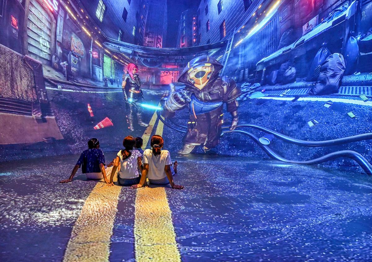 People experiencing the 360 degrees dome show at Vizag Expo at AU Grounds at Beach Road in Visakhapatnam. People experiencing the 360 degrees dome show at Vizag Expo at AU Grounds at Beach Road in Visakhapatnam.