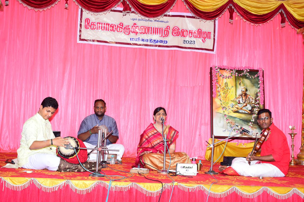 Swathi Srikrishna performing at Gopalakrishna Bharati’s annual festival, held in Mayiladuthurai in February 2023.