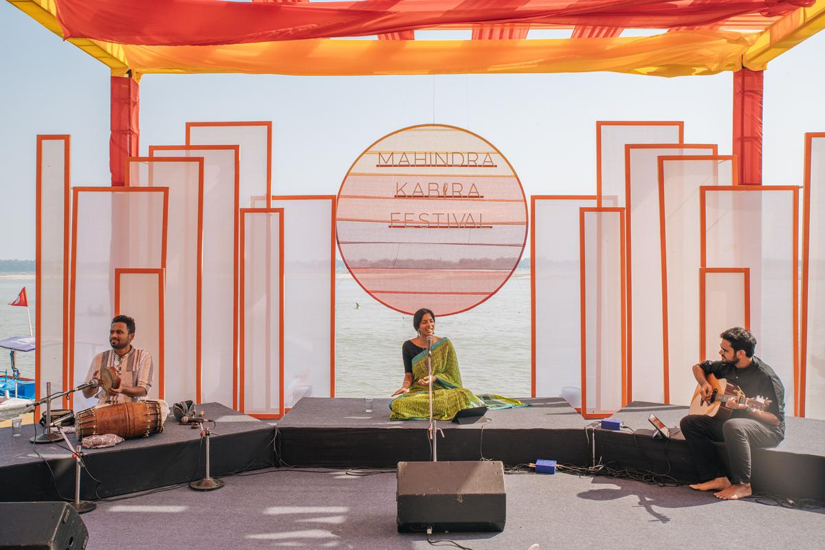 Sushama Soma in performance at Guleria Ghat in connection with the sixth edition of the Mahindra Kabira Festival held in Varanasi. 
