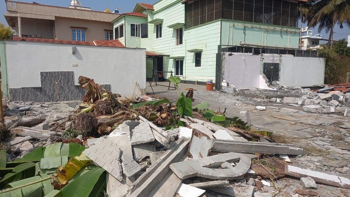 A compound wall constructed allegedly by actor Yash&rsquo;s family encroaching upon private property cleared in Hassan