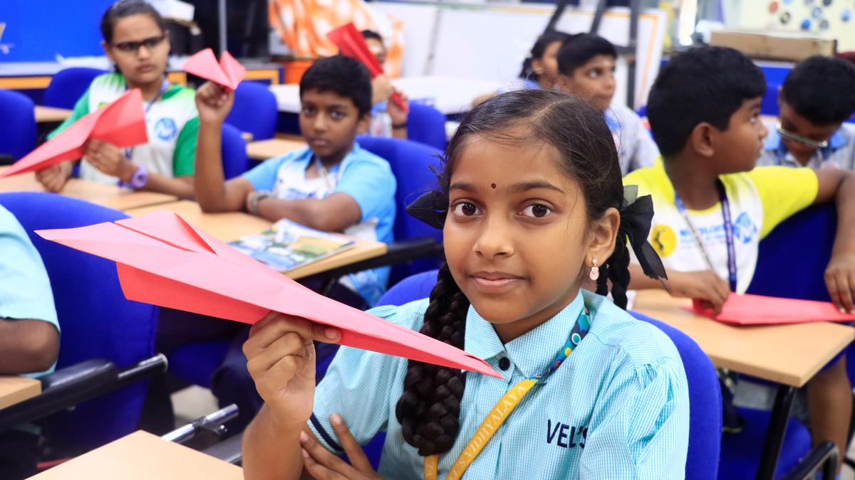 Workshop on paper plane-making held in Tirunelveli for school children