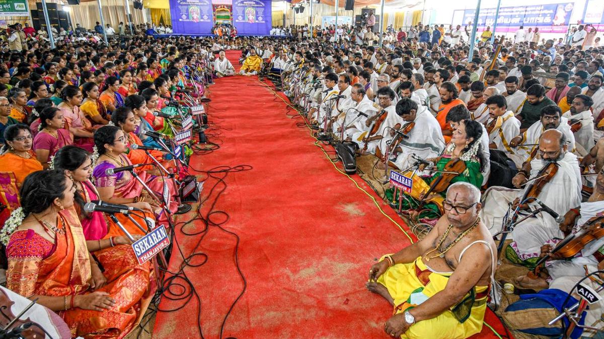 Carnatic musicians render pancharatna kritis at 177th Thyagaraja Swamigal Aradhana celebrations in Thanjavur district
