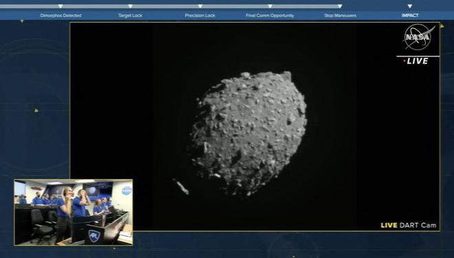 This screengrab from the NASA live feed shows Dimorphos just before the Double Asteroid Redirection Test (DART) made impact with the asteroid.