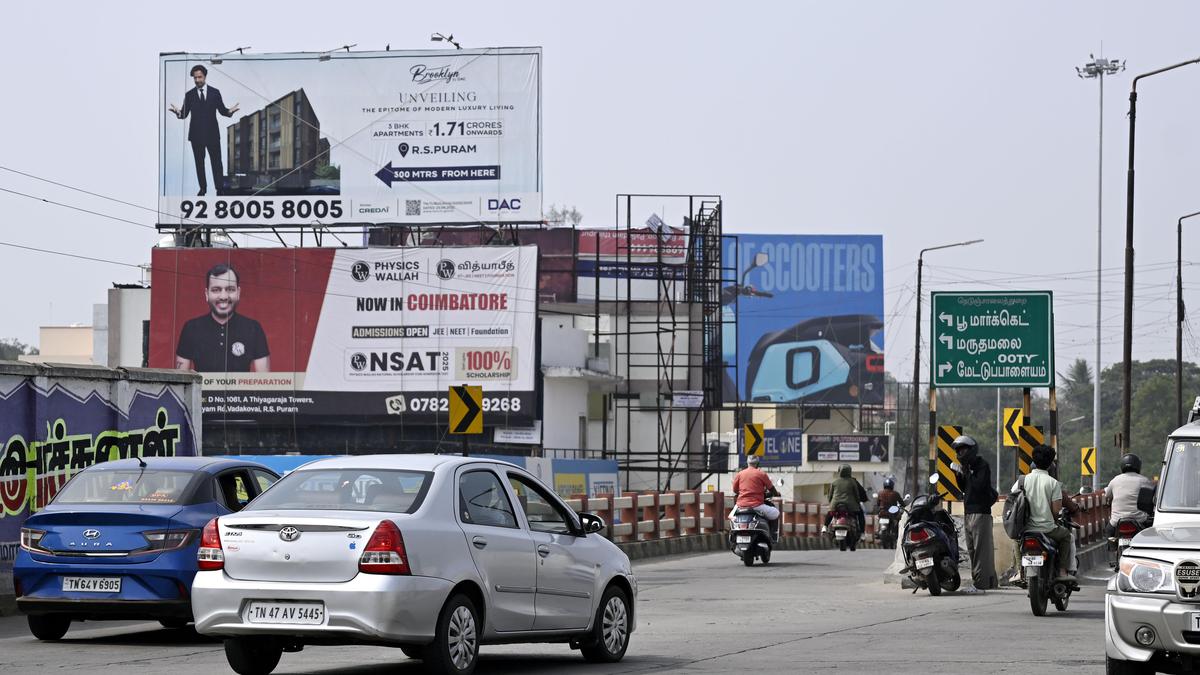 Unauthorised advertisement hoardings remain a persistent issue in Coimbatore city