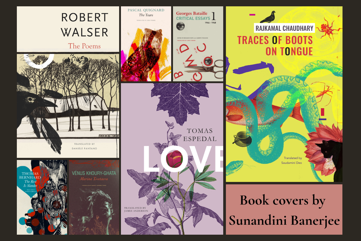 Collage of book covers designed by Sunandini Banerjee
