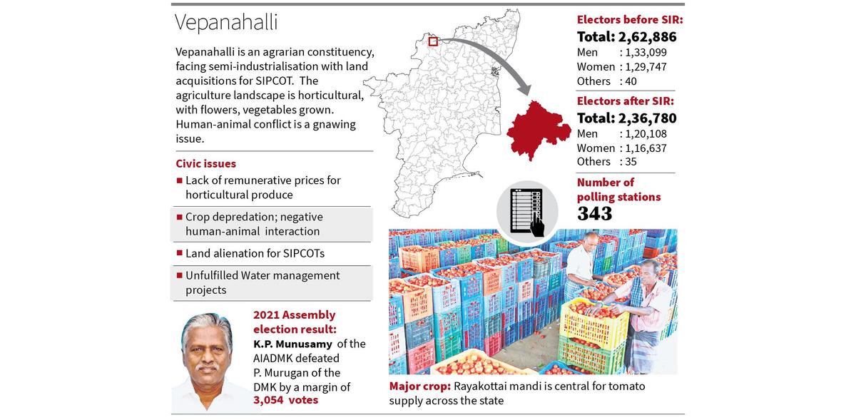 Two-cornered contest at the geographically fragmented Vepanahalli constituency