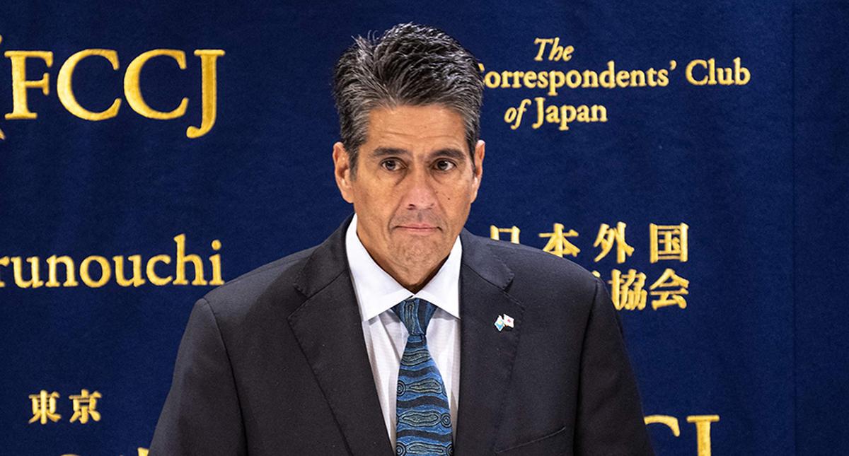 Palau’s President Surangel Whipps Jr. speaks during a press conference at the Foreign Correspondents’ Club of Japan (FCCJ) in Tokyo on June 5, 2024.