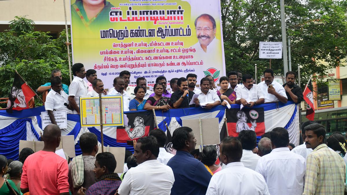 AIADMK stages demonstrations condemning hike in electricity tariff, milk price and property tax