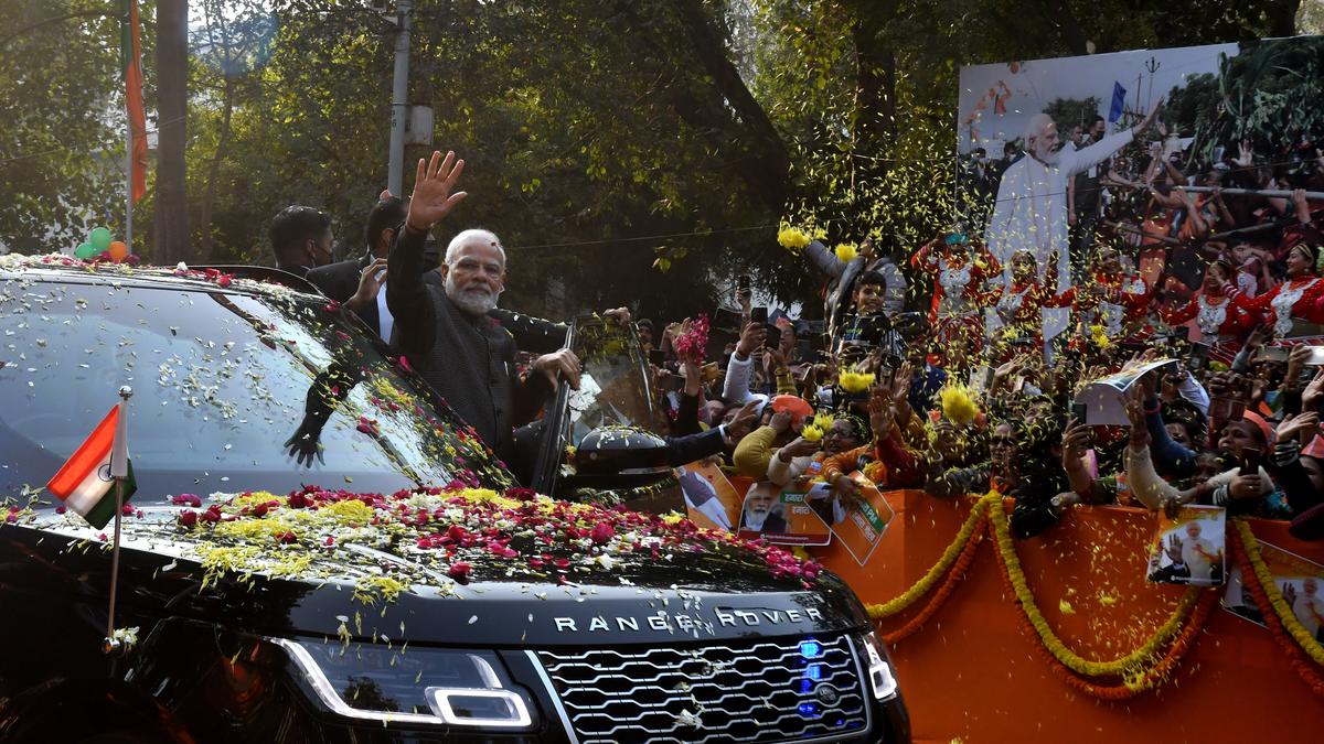 PM Modi holds roadshow as BJP national executive begins in Delhi