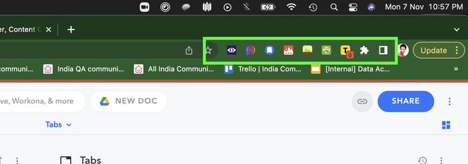  The extension shortcuts are at the right-hand side corner of chrome