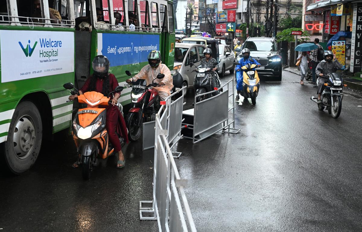 The newly installed barricades at the junction.