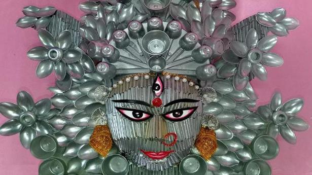 Expired capsules, used vials, plastic spoons: Assam man fights waste with Durga idols