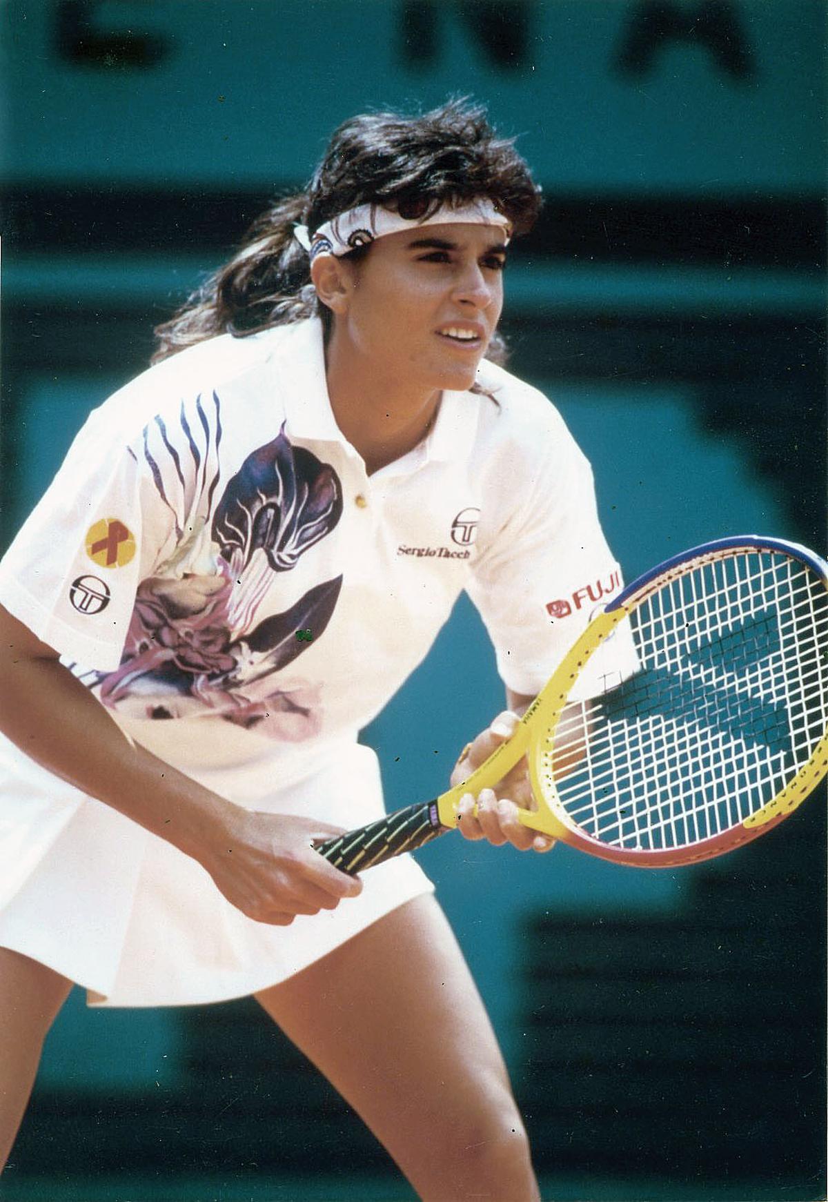 Argentina’s Gabriela Sabatini in action during a tennis tournament in 1995.