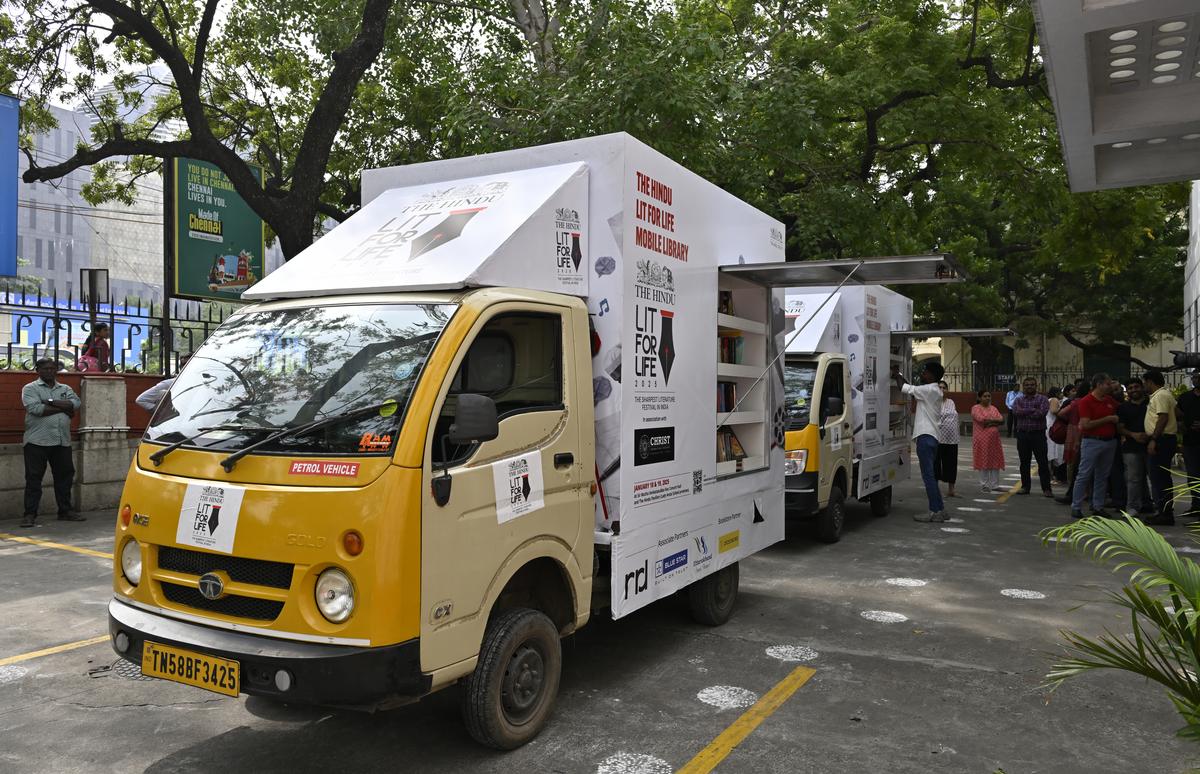 Chennai, Tamil Nadu, 31 December 2024:  The Hindu Lit For Life mobile library van at The Hindu office in Chennai on Tuesday. Photo: Akhila Easwaran/ The Hindu