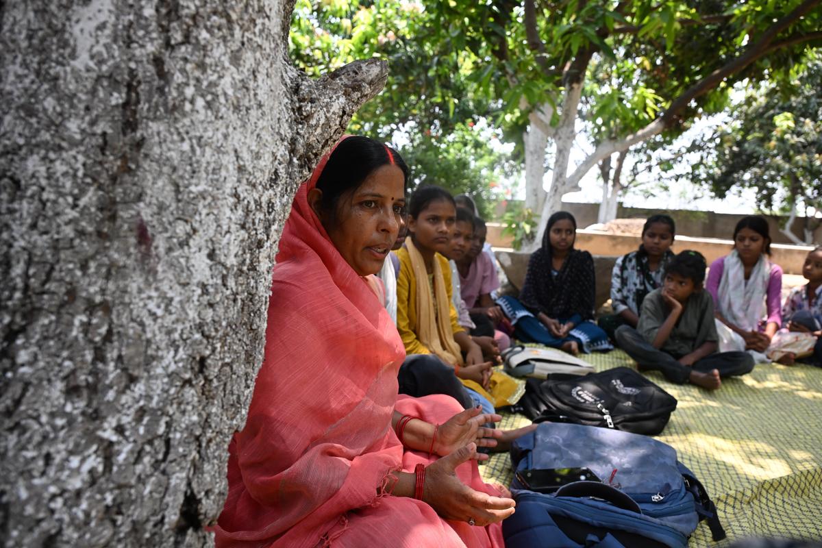 Discussion on Child Marriage by girls who resisted it, in  Mubarakpur Village, in Chandauli District.