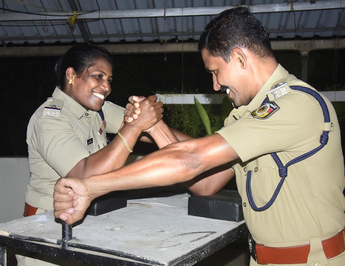 Woman police officer emerges unbeatable in arm-wrestling