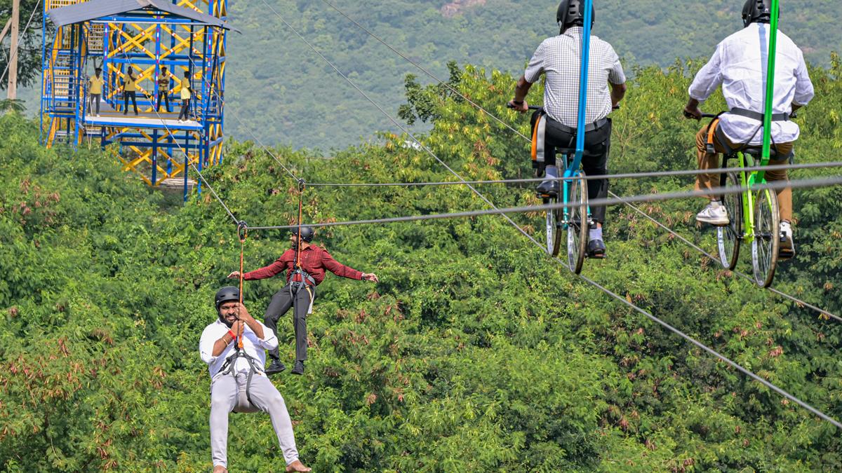 Zip line, sky cycling ride opened at Kailasagiri