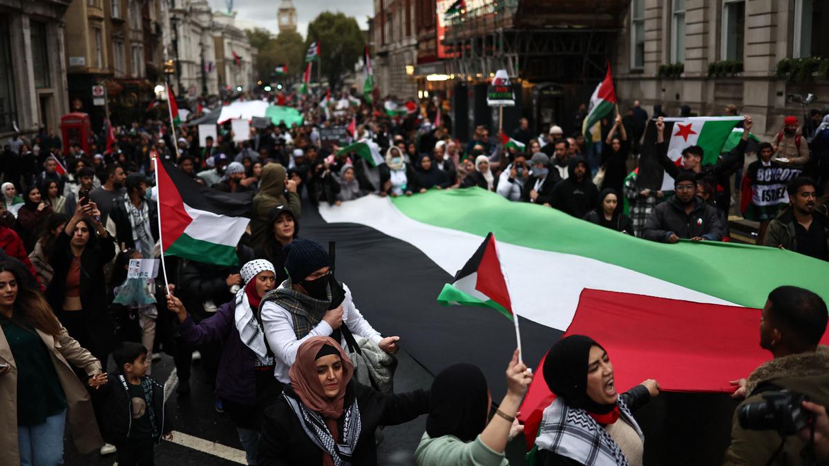 Tens of thousands of pro-Palestinian protesters march in London as Israel-Hamas war roils the world