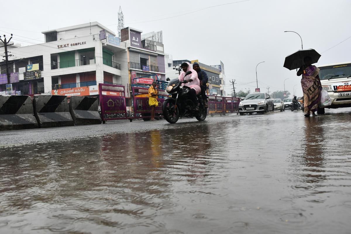 The intermittent rain affected normal life in Dindigul on Tuesday.