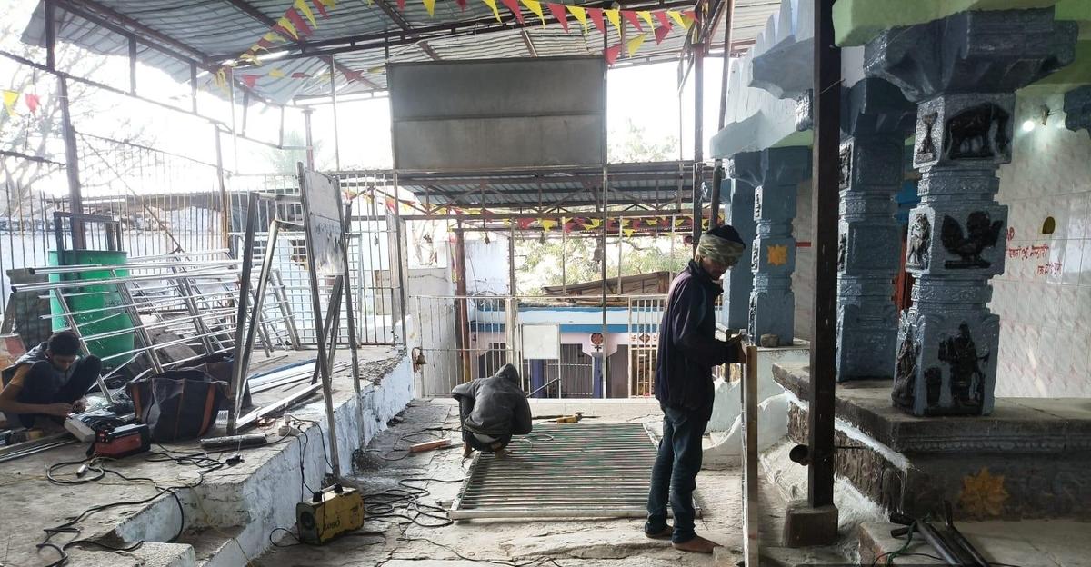 Preparations underway at Sri Mailaralingeshwar temple in Mailapur in Yadgir taluk.