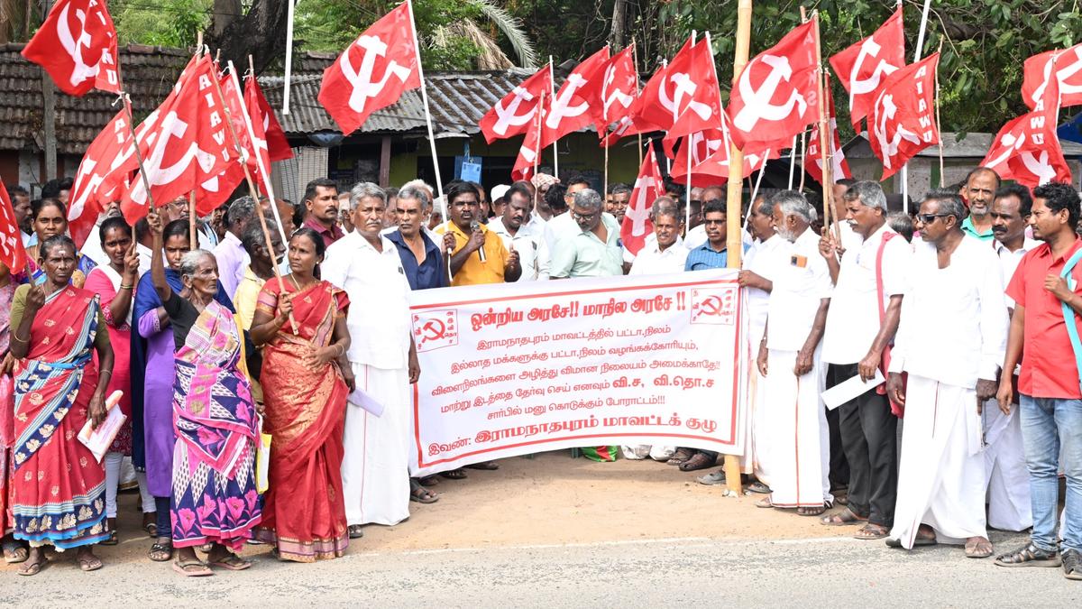 Farmers stage protest demanding free land patta