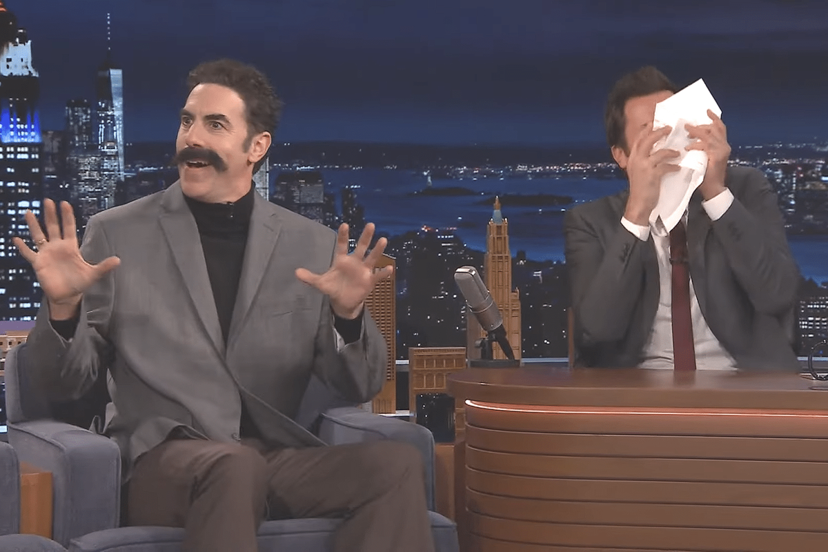 Sacha Baron Cohen on Jimmy Fallon’s couch