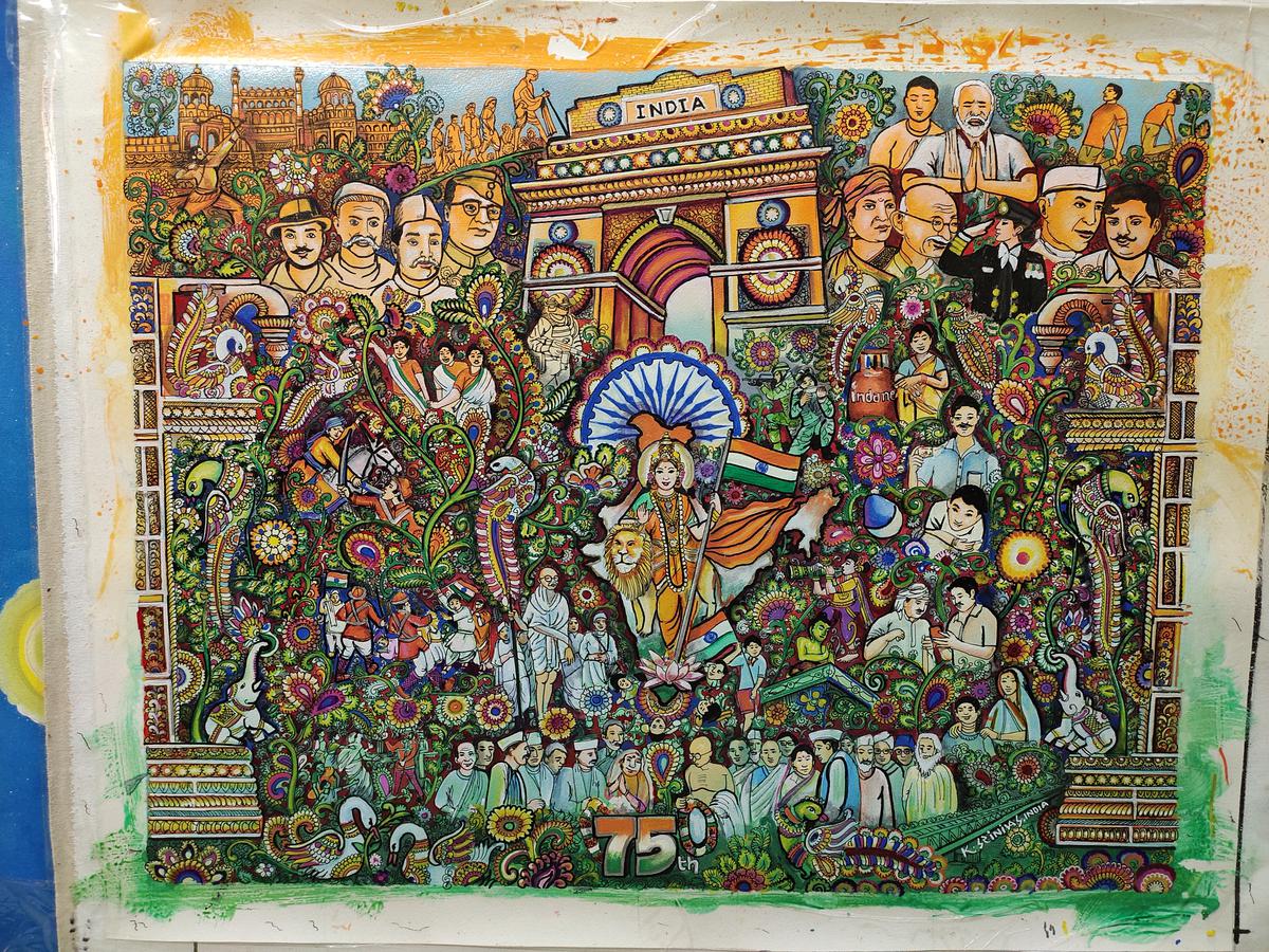 Visakhapatnam artist Srinivasa Rao Kanumuri’s latest work for Independence Day