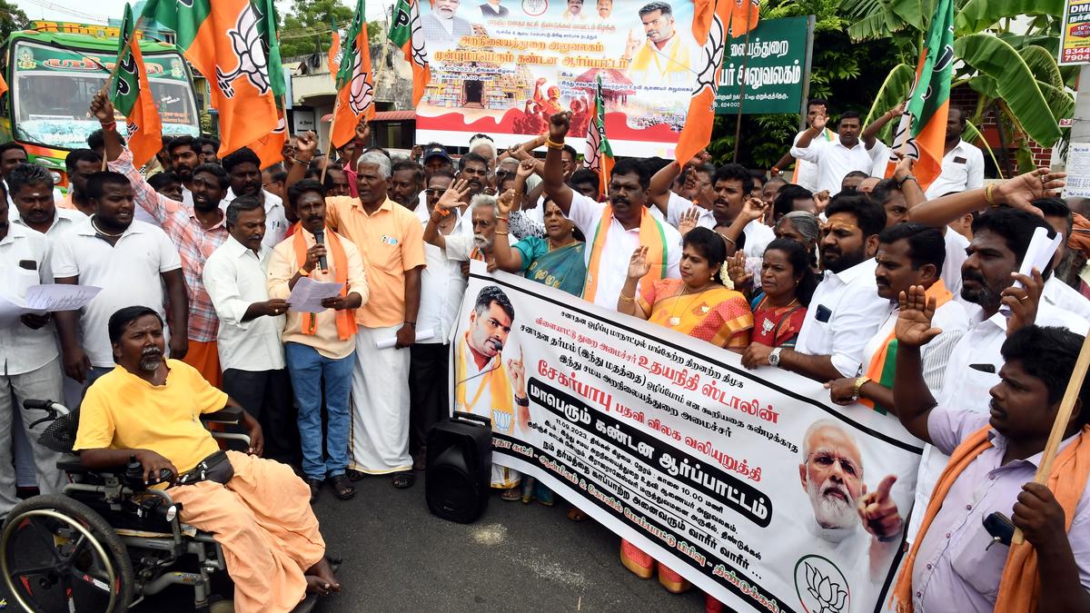 BJP cadres court arrest in Dindigul