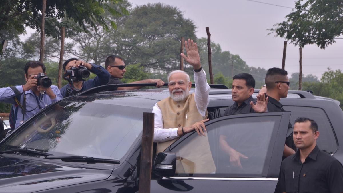 Due to inclement weather, PM Modi skips chopper ride, takes the road to ...