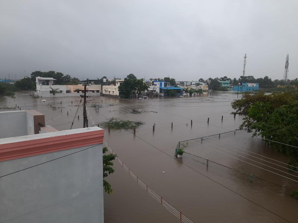 Houses in P&T colony were under a sheet of water on Monday, December 18, 2023 