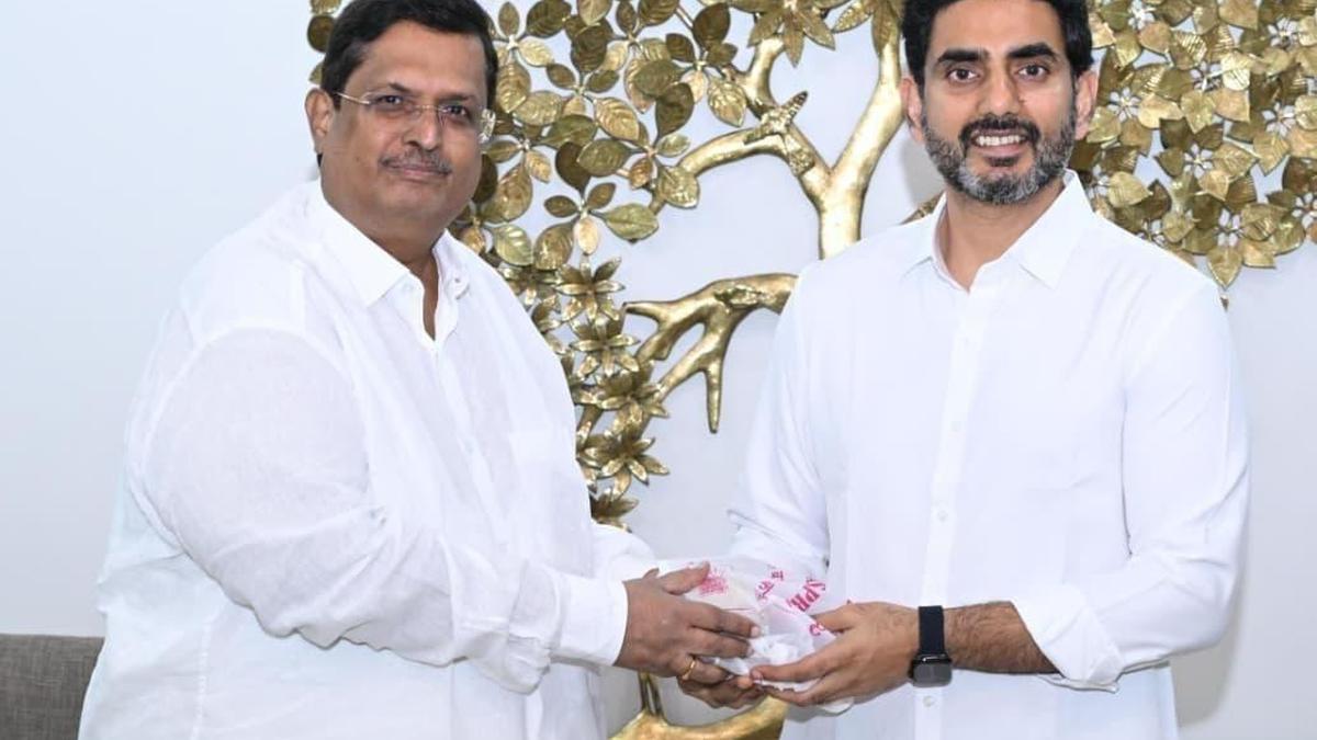 MITS University chancellor meets Nara Lokesh