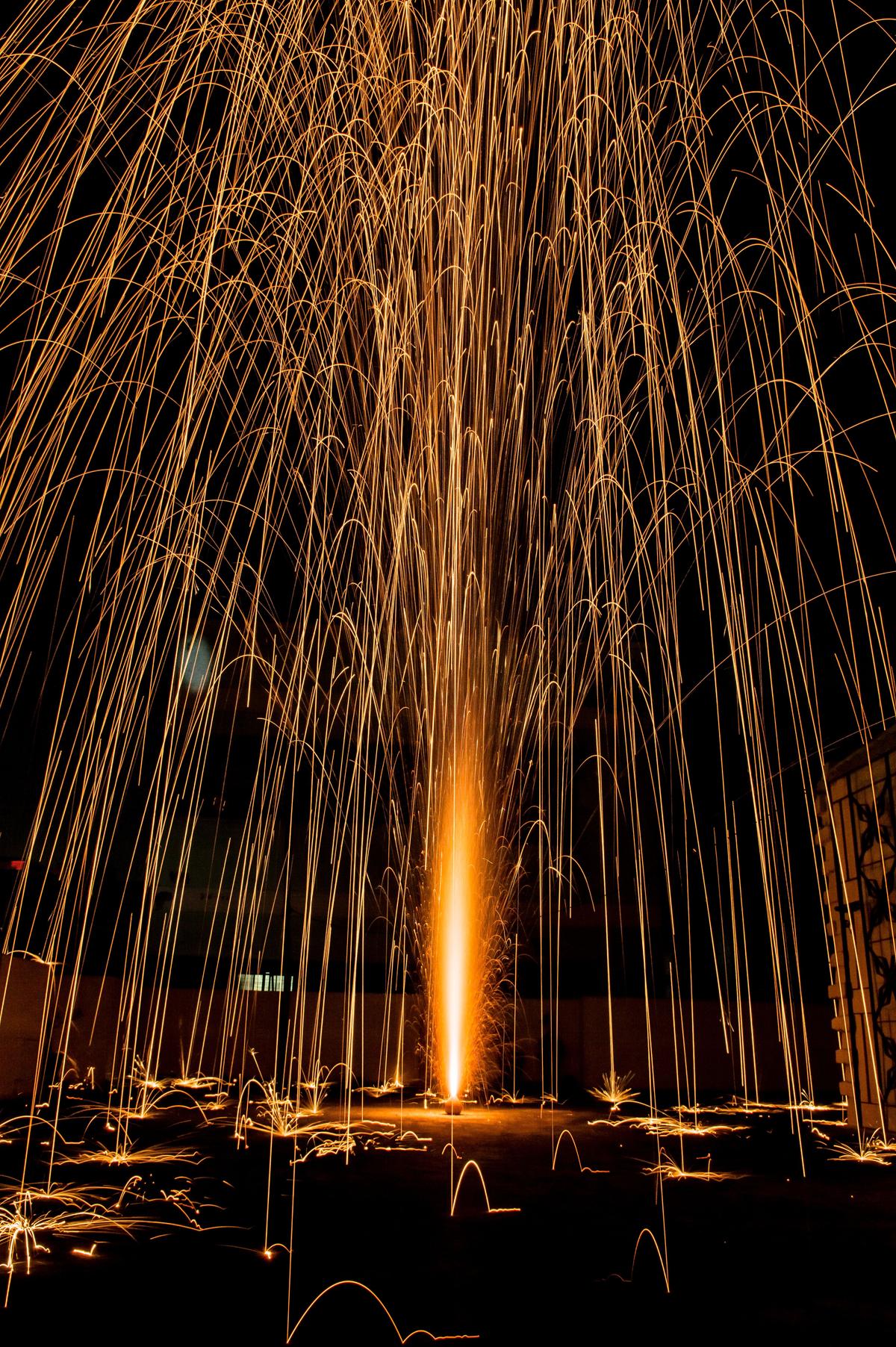 Till the 1830s, all fireworks gave off an orange glow. Till the 1830s, all fireworks gave off an orange glow.