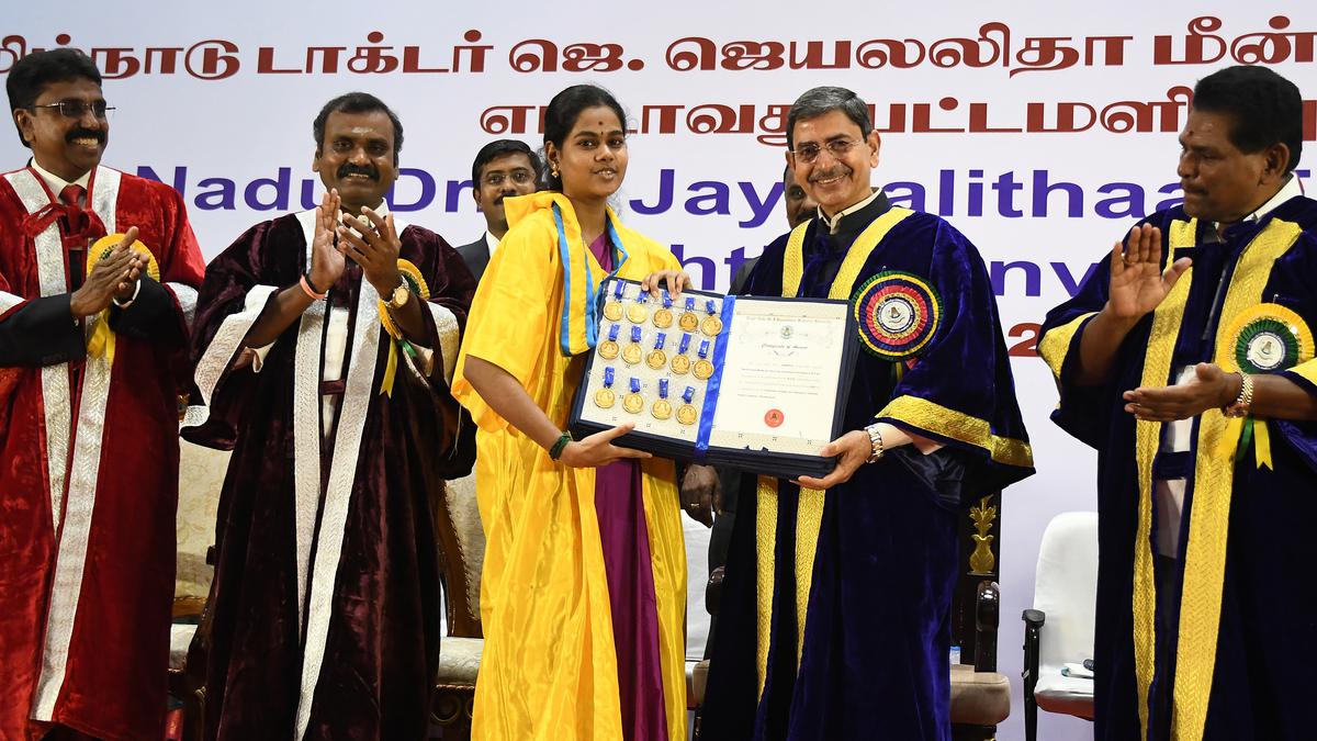Nagapattinam fisherman’s daughter wins 14 gold medals in B.F.Sc. at fisheries university