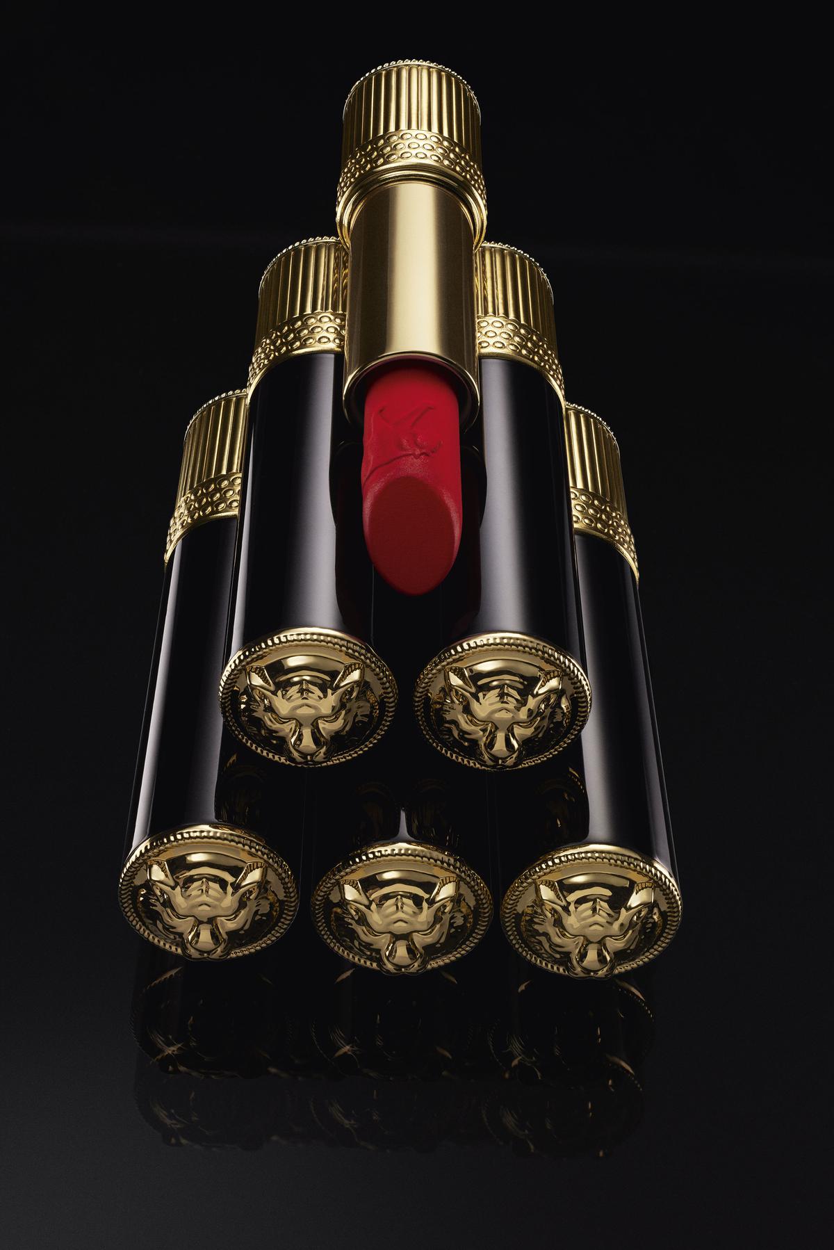 The lipsticks come in gilded cases with 24K gold-plated accents and the Bengal tiger embossed on top