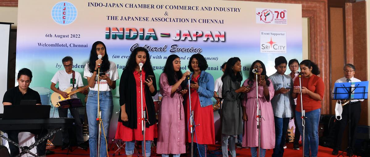 Students performing at the India-Japan cultural evening, took place in Chennai recently. 
