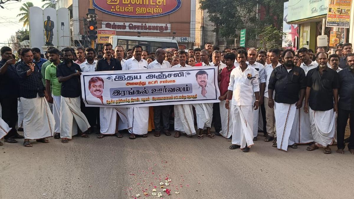 Silent procession taken out to mourn demise of Vijayakanth