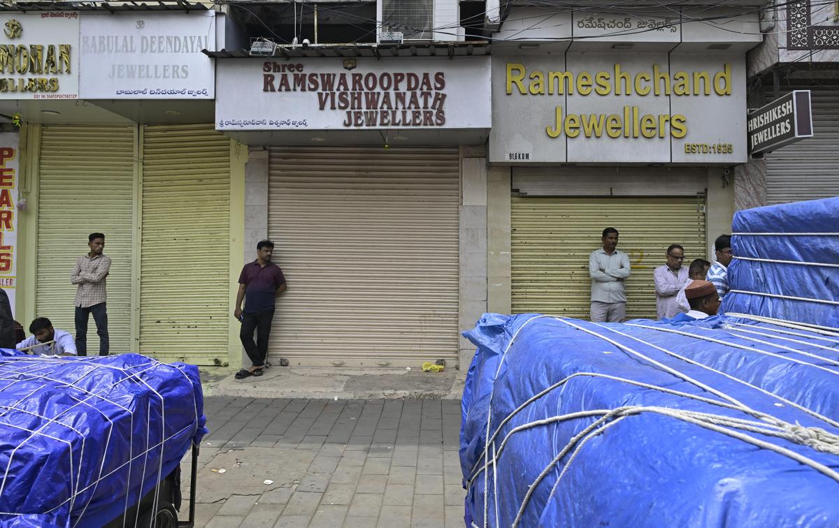 Jewellers shut their shops at Gulzar Houz after the fire.