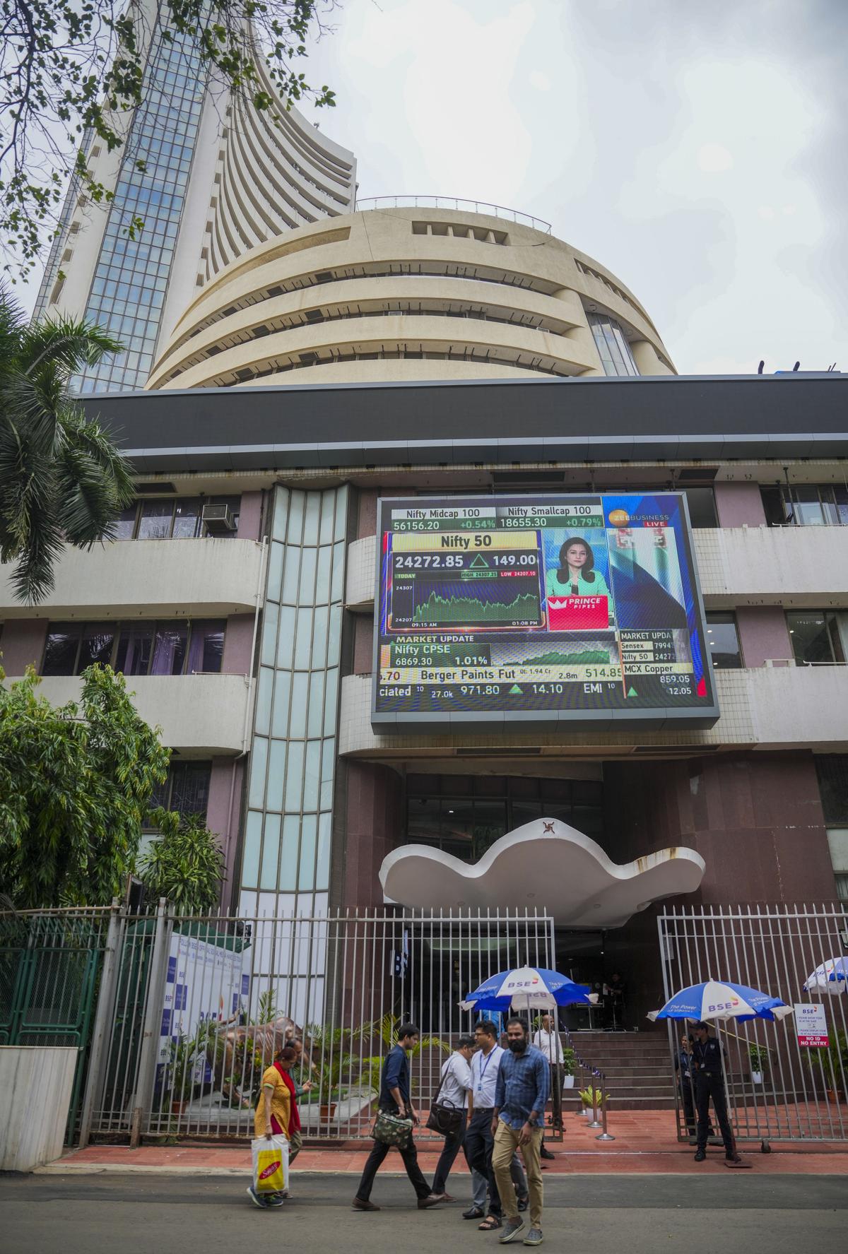 Sensex, Nifty tumble after four days of record rally on profit-taking, weak  global peers - The Hindu