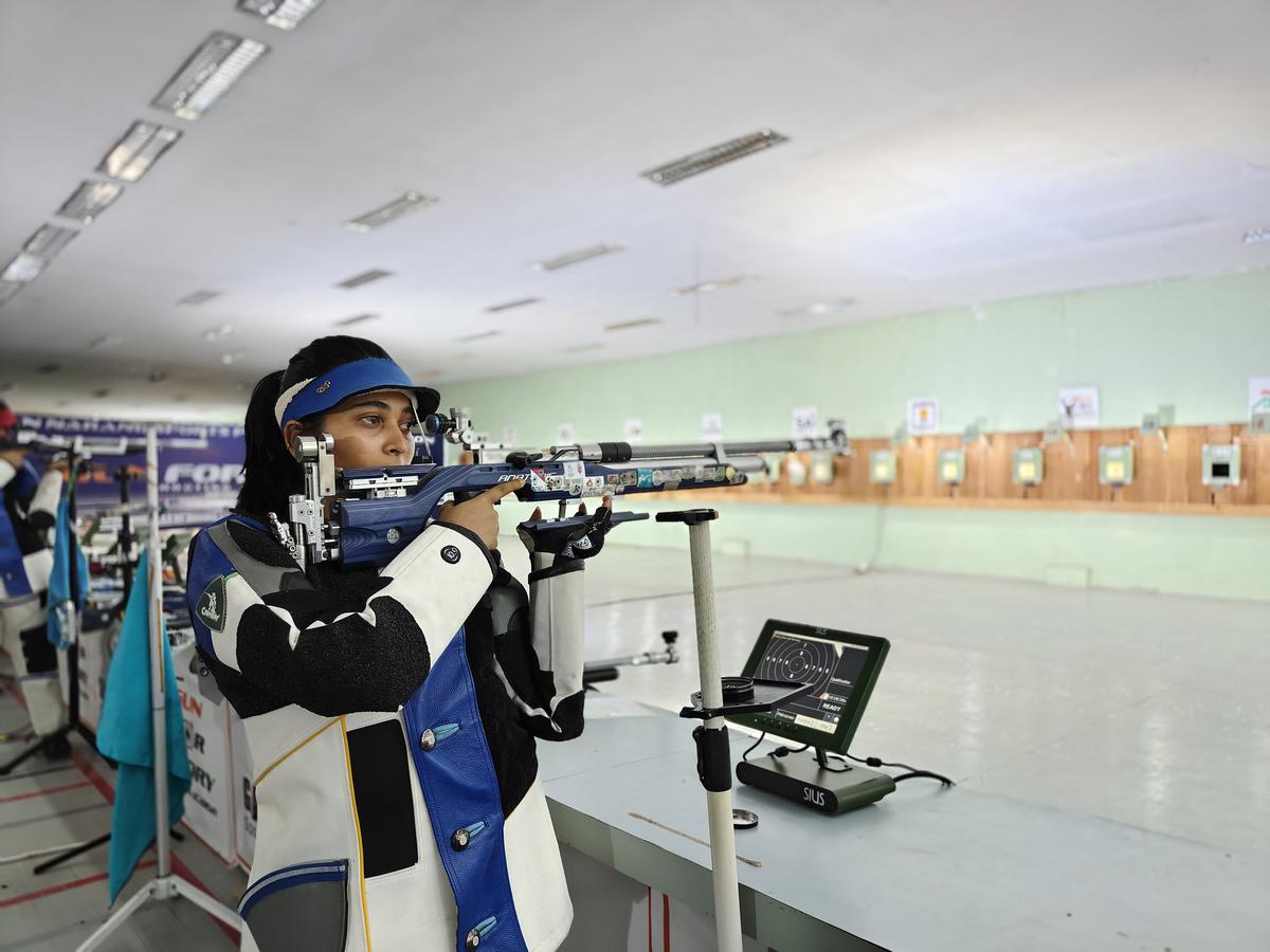 Mehuli Ghosh at Gagan Narang’s shooting academy ‘Gun For Glory’ in Hyderabad, Telangana. 