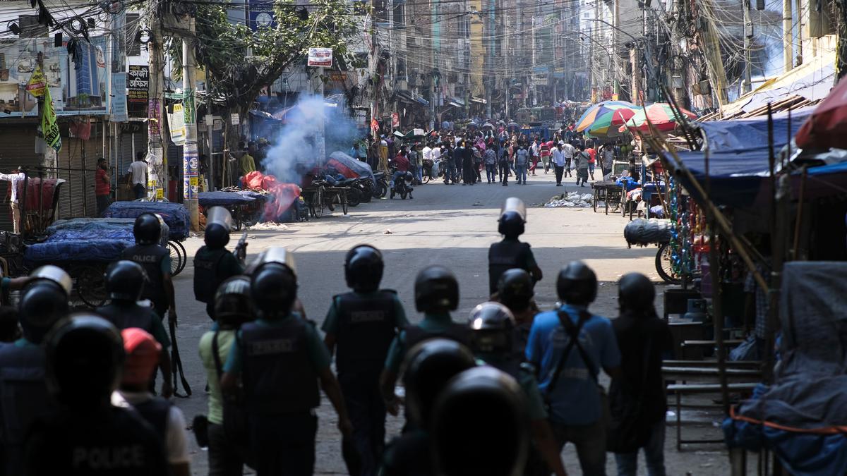 Police in Bangladesh disperse garment workers protesting since the weekend to demand better wages