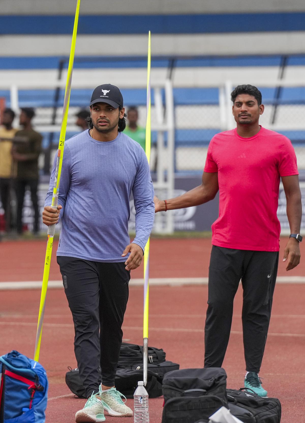 Two-time Olympic medallist Neeraj Chopra during a training session ahead of India’s inaugural international Javelin tournament, Neeraj Chopra Classic 2025, at Kanteerava Stadium in Bengaluru Two-time Olympic medallist Neeraj Chopra during a training session ahead of India’s inaugural international Javelin tournament, Neeraj Chopra Classic 2025, at Kanteerava Stadium in Bengaluru
