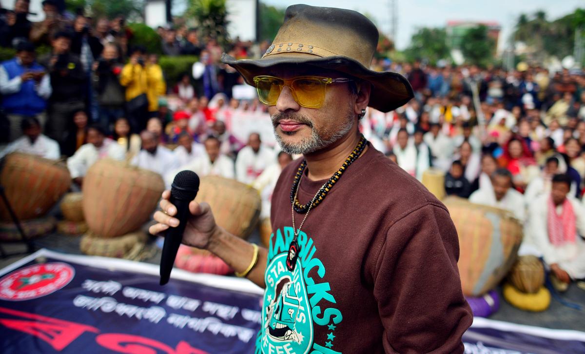 Zubeen Garg at the Citizenship Amendment Act of India protest in Assam