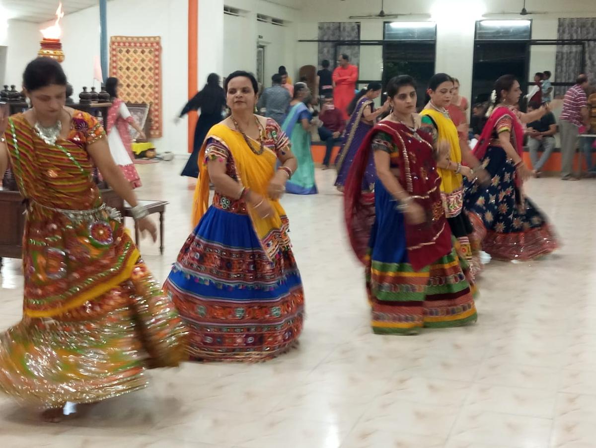 Members of Shree Gujarathi Samaj performing the garba at Avittam Thirunal Granthashala in Thiruvananthapuram