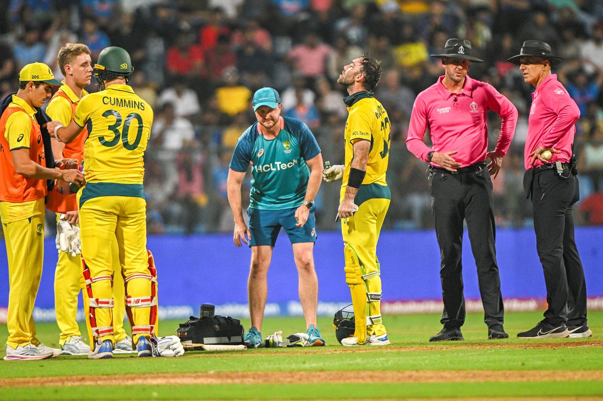 MUMBAI, 07/11/2023: Australia’s Glen Maxwell during ICC Cricket World Cup 2023 Match 39 between Afghanistan and Australia at Wankhede Stadium in Mumbai on Tuesday. 