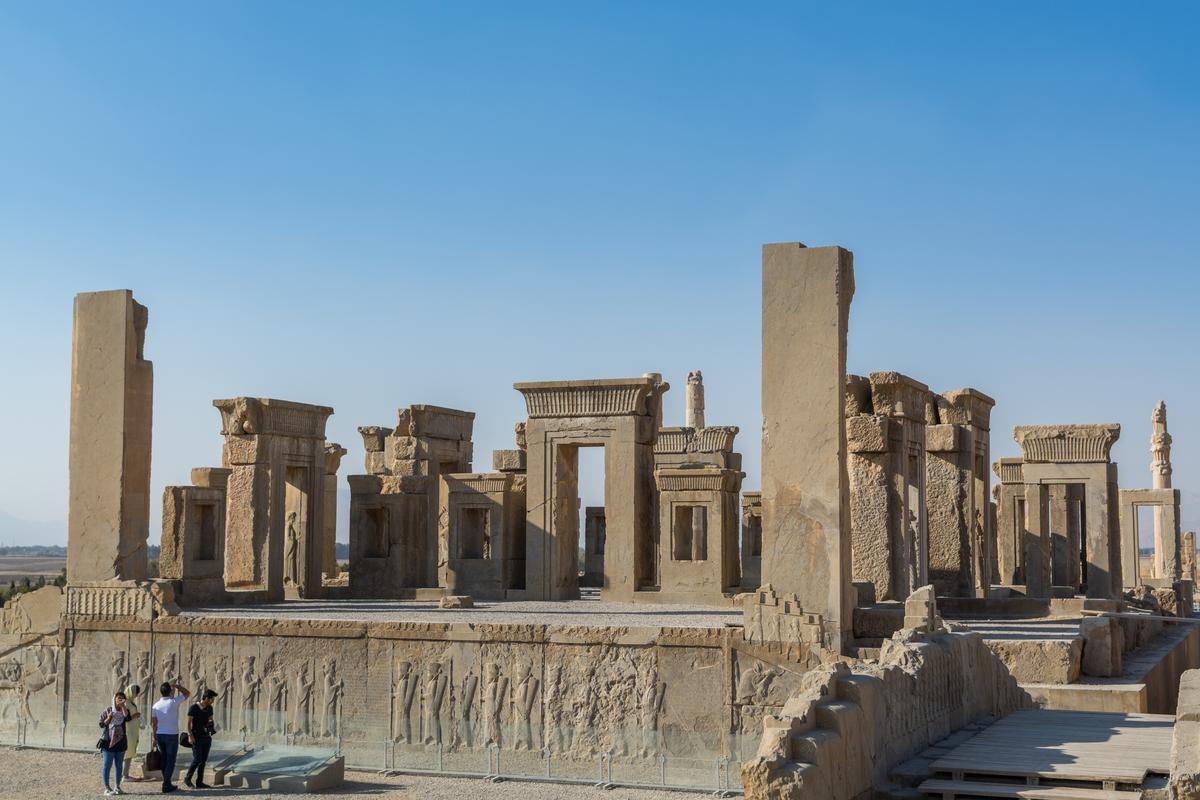 Ruins of the Stone Gate at Persepolis, the ceremonial capital of the Achaemenid Empire, declared by UNESCO as a World Heritage Site in 1979.