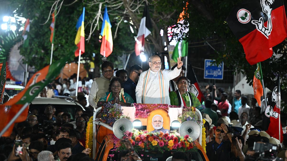 Amit Shah holds roadshow in Mylapore, enthrals crowd