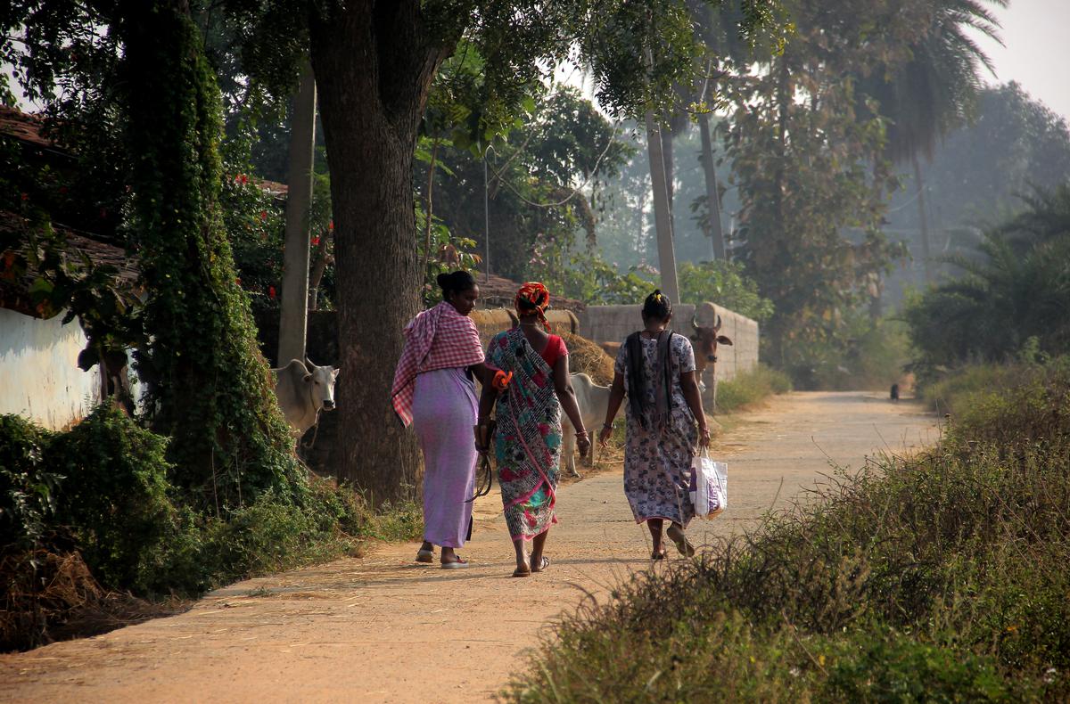 Residents of Lulkidihi village walk to work in Odisha’s Sundargarh district. 