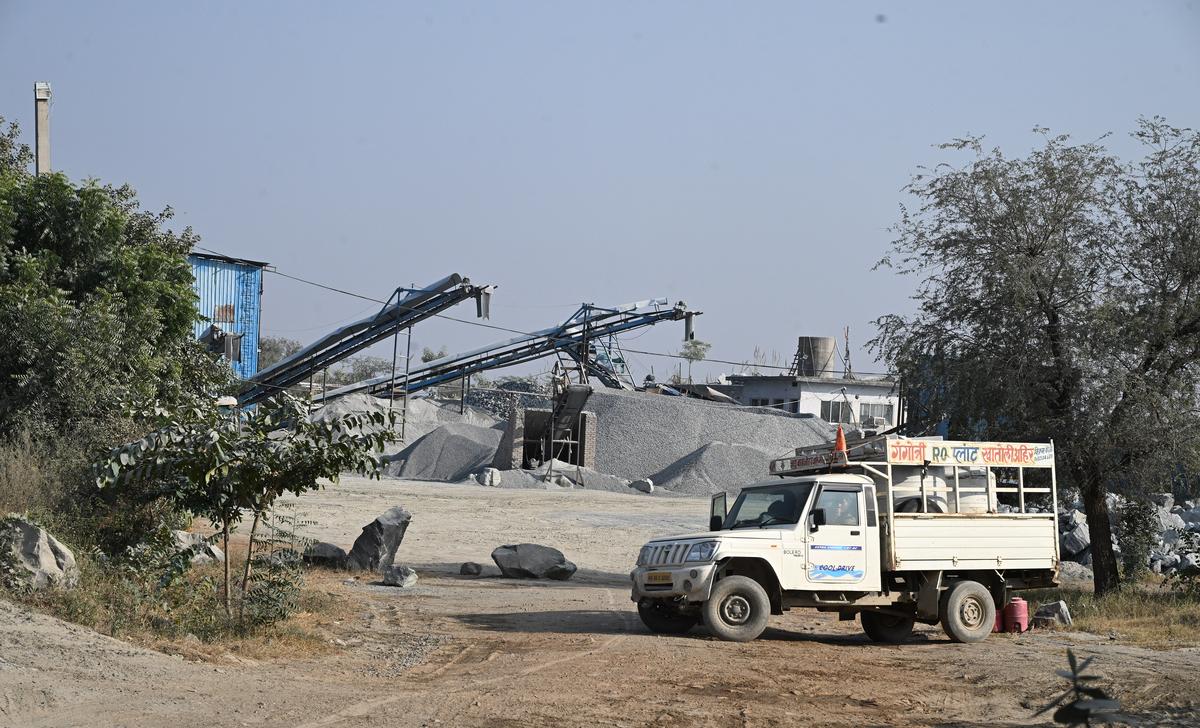 A stone crushing unit in Mahendragarh.