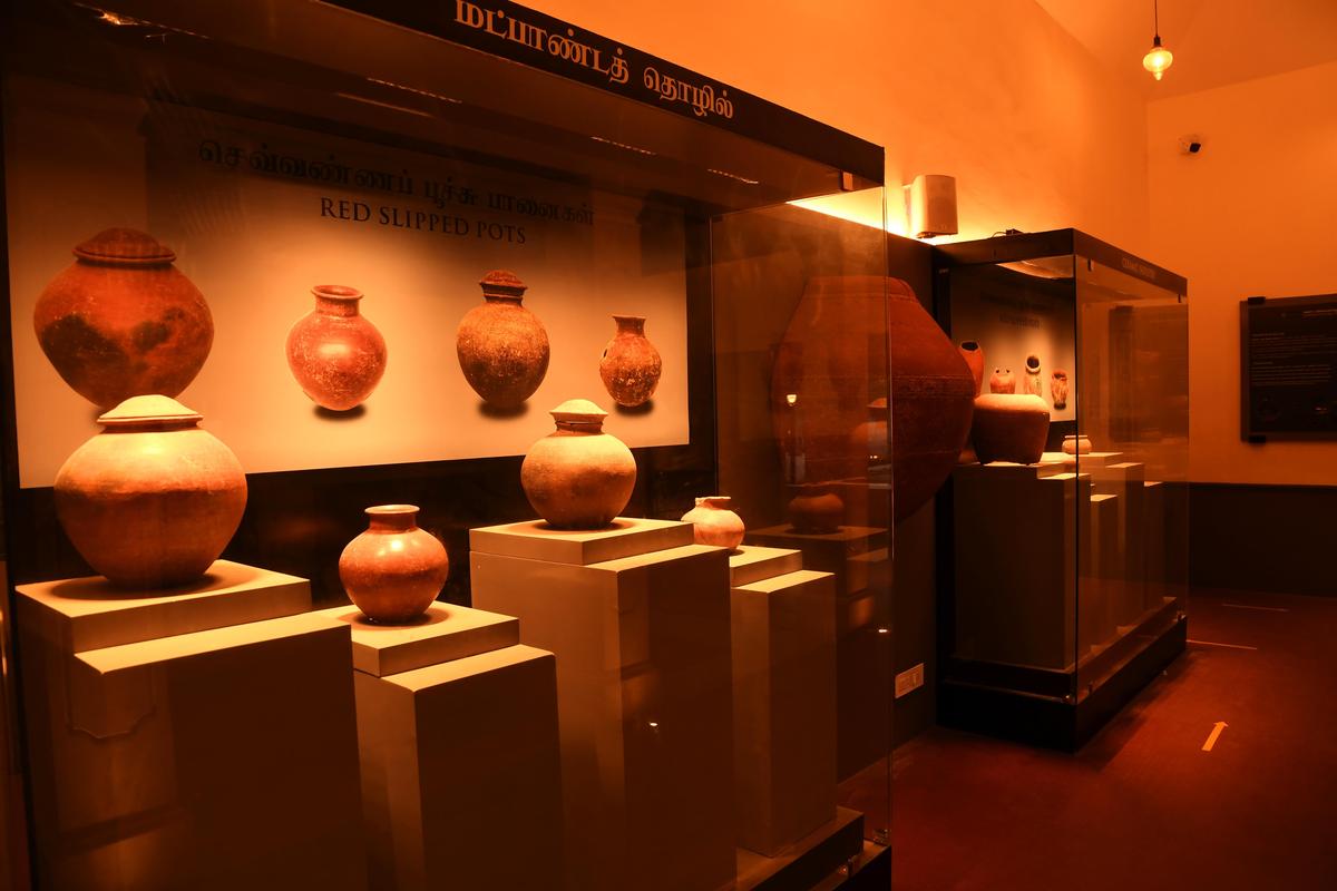 Exhibits at the Keeladi Museum in Sivaganga district. File Exhibits at the Keeladi Museum in Sivaganga district. File